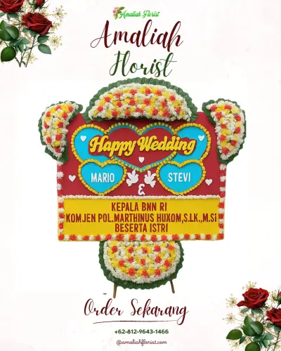 Karangan Papan Bunga Pernikahan di Tembelang